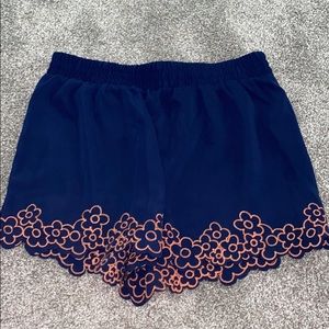 Navy Blue with Flowers Flowy Shorts